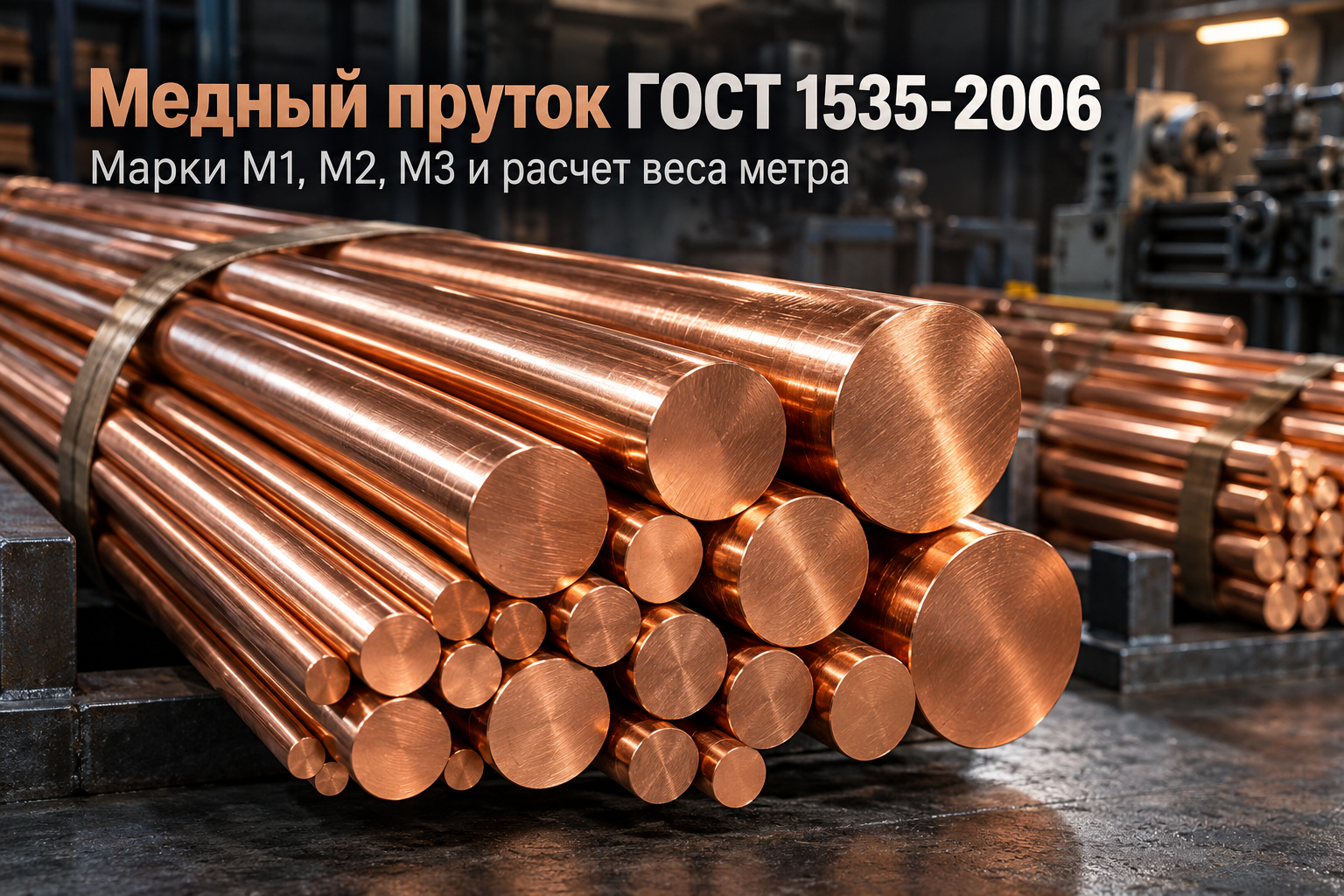Медный пруток (круг) ГОСТ 1535-2006: марки М1, М2, М3, таблица веса 1 метра, электропроводность и обработка в Казахстане