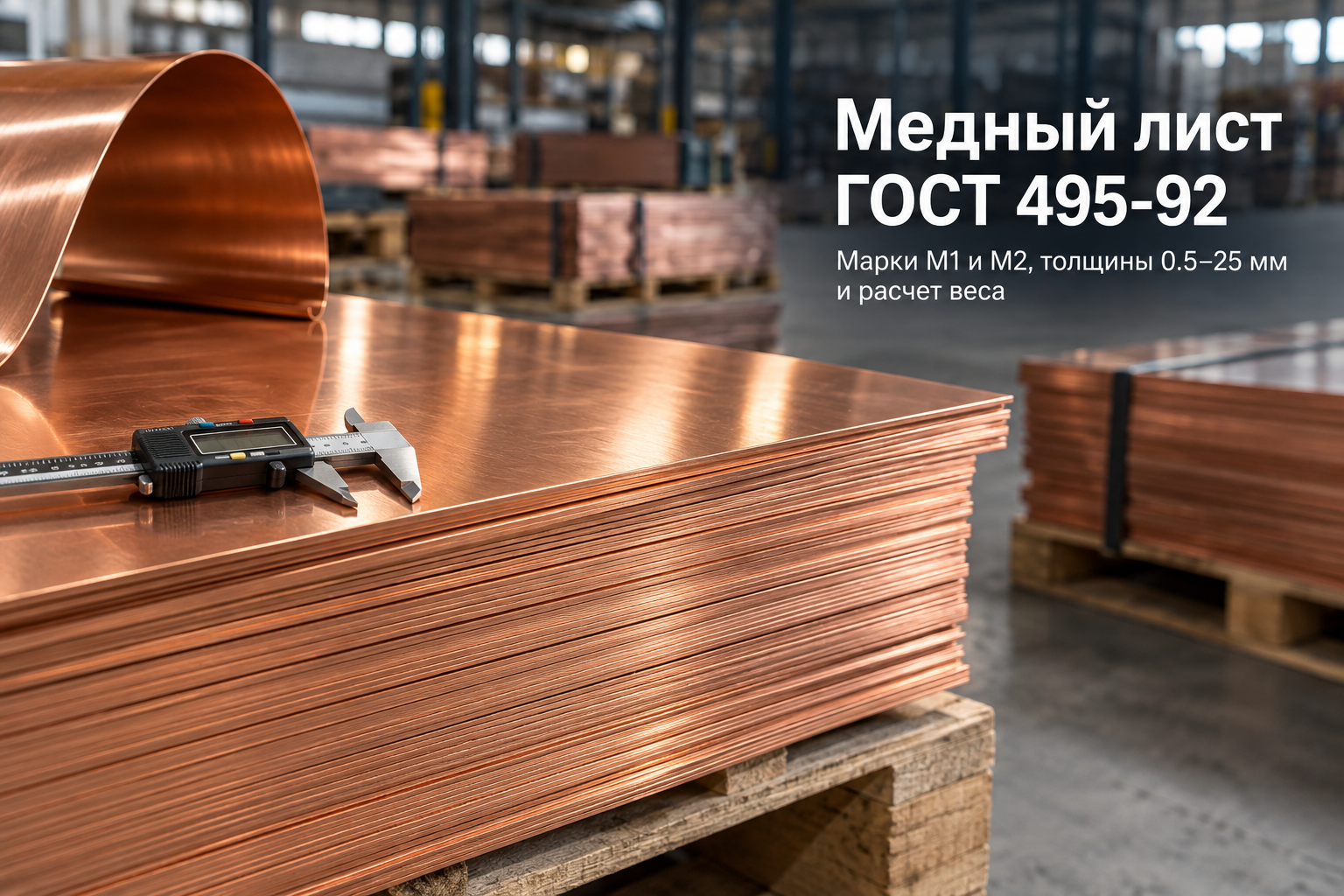 Медный лист ГОСТ 495-92 (М1, М2): толщины 0.5–25 мм, расчет веса, выбор состояния М/Т и монтаж в Казахстане