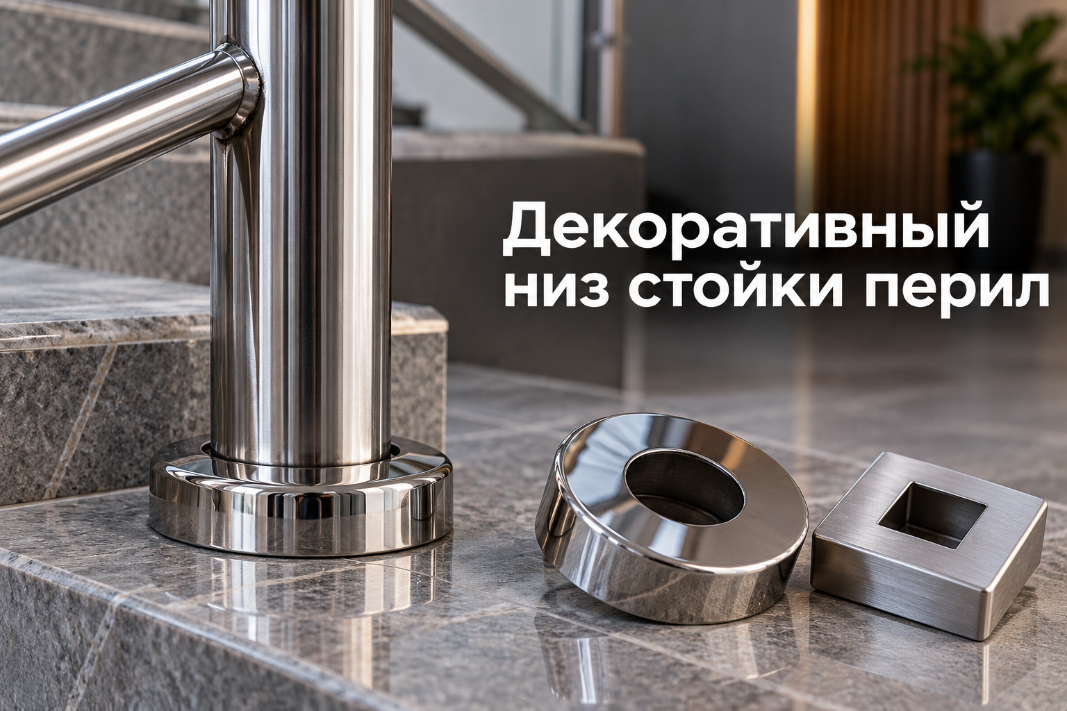 Декоративный низ стойки (крышка фланца перил): размеры, формы, материалы и монтаж в Казахстане