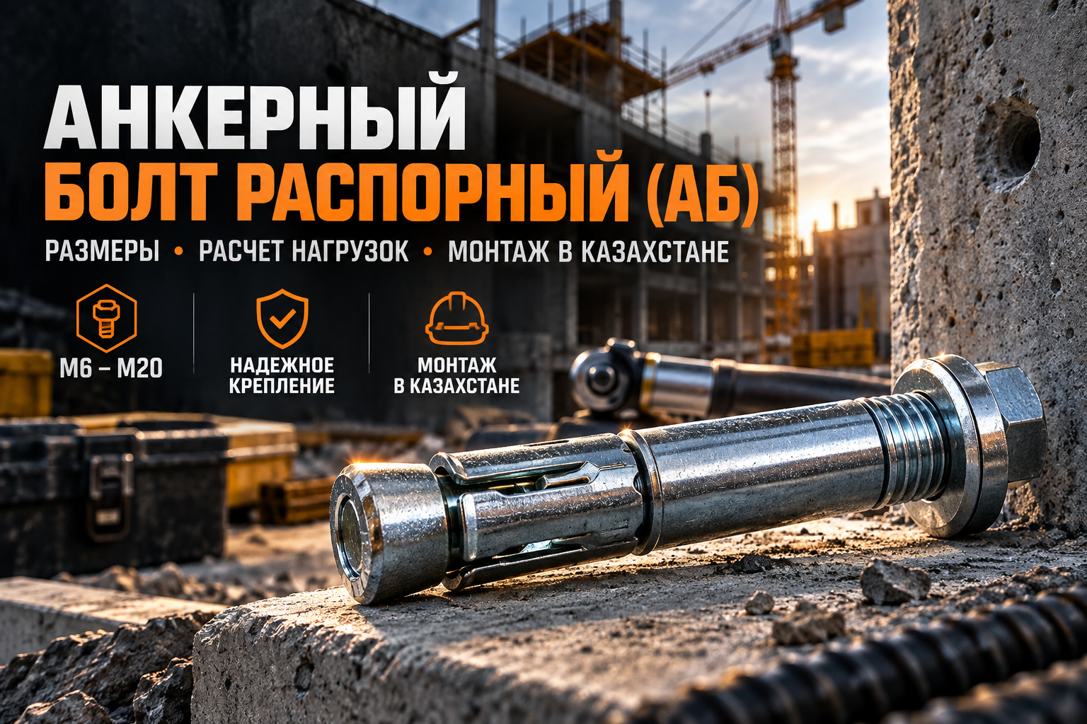 Анкерный болт распорный (АБ): размеры от М6 до М20, расчет нагрузок на вырыв, отличие от анкера с гайкой и монтаж в Казахстане