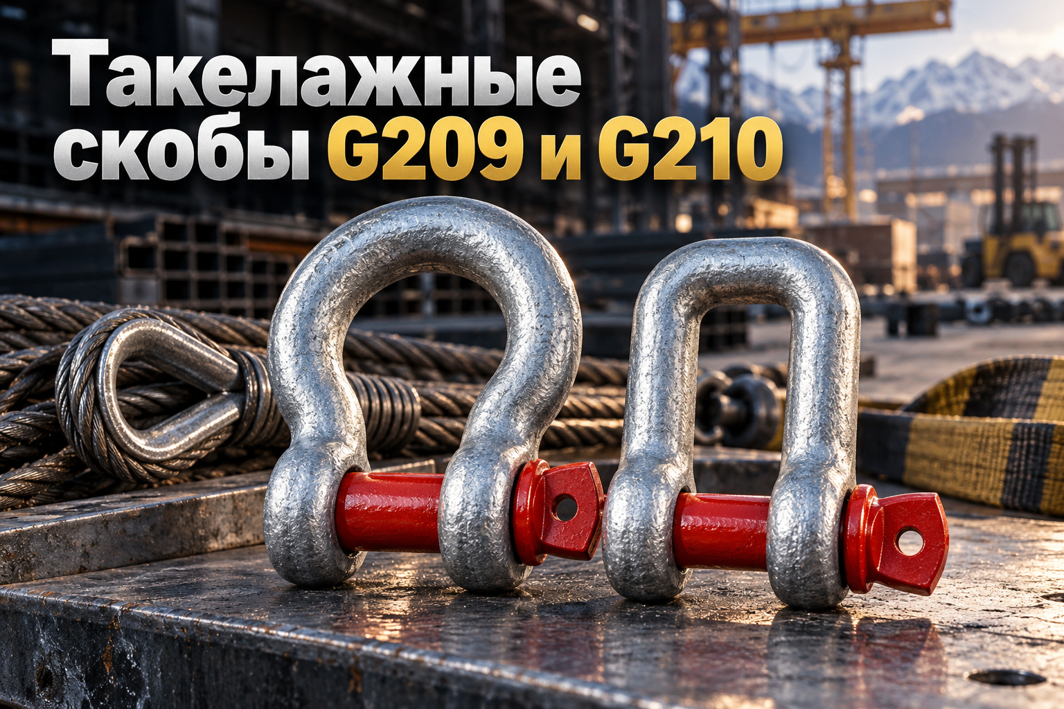 Скобы такелажные G209 и G210 (омегообразные и прямые): грузоподъемность WLL, таблица размеров, подбор под трос и строповка в Казахстане