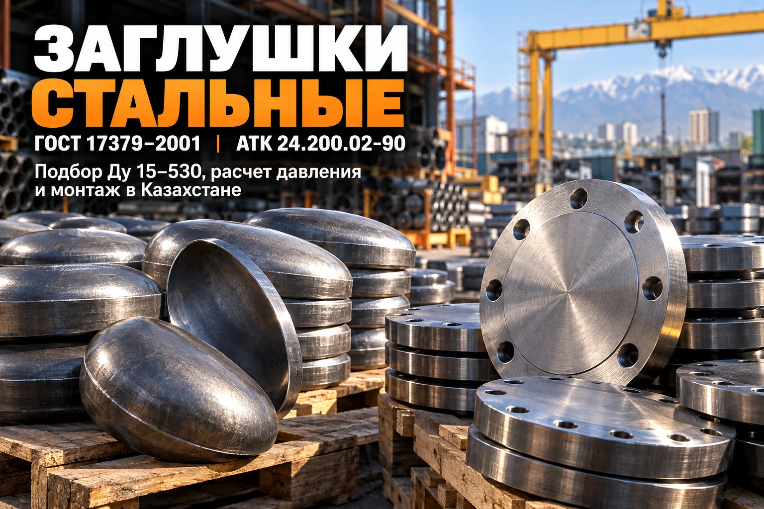 Заглушки стальные эллиптические ГОСТ 17379-2001 и фланцевые АТК 24.200.02-90: подбор Ду 15–530, расчет давления и монтаж в Казахстане